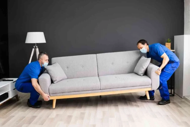 Tufted sofa with collapsed cushion restored in client’s space – First Class MasterCraft mobile upholstery