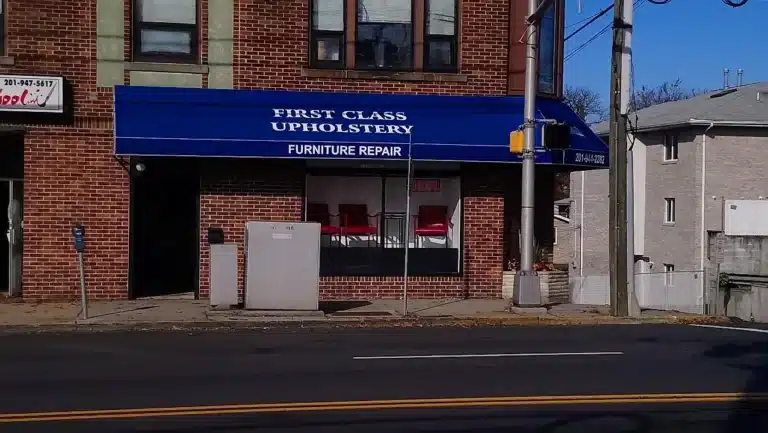 Front view of First Class Upholstery storefront – Fort Lee headquarters