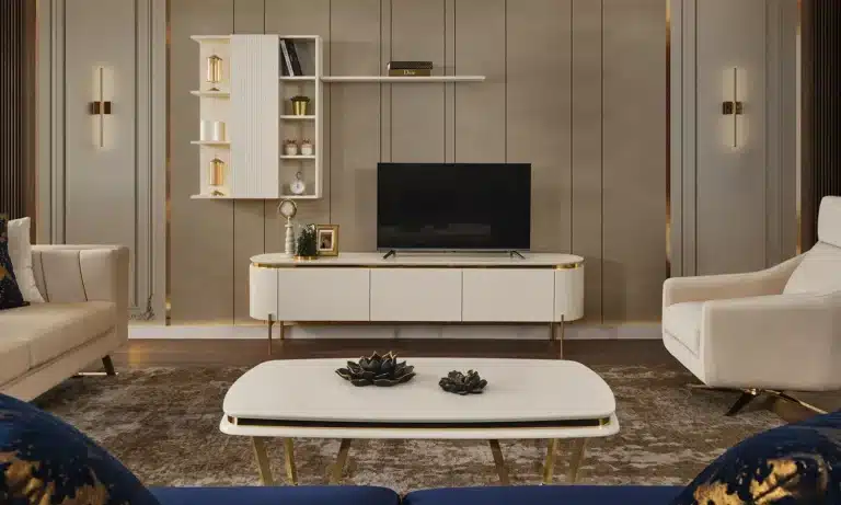 Custom white wall-mounted cabinet with minimalist design and concealed hardware – handcrafted by First Class MasterCraft Fort Lee