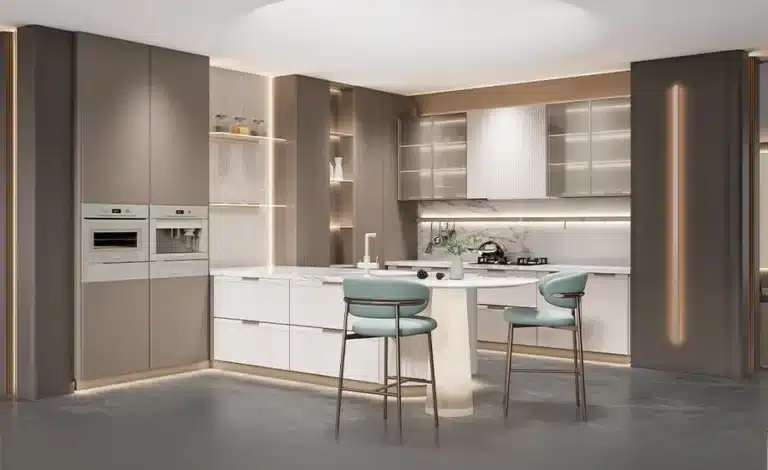 “Custom kitchen cabinet with hidden shelves – handcrafted by First Class MasterCraft Fort Lee”