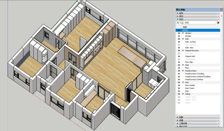 SketchUp layout for custom millwork project – First Class MasterCraft collaborative design workflow