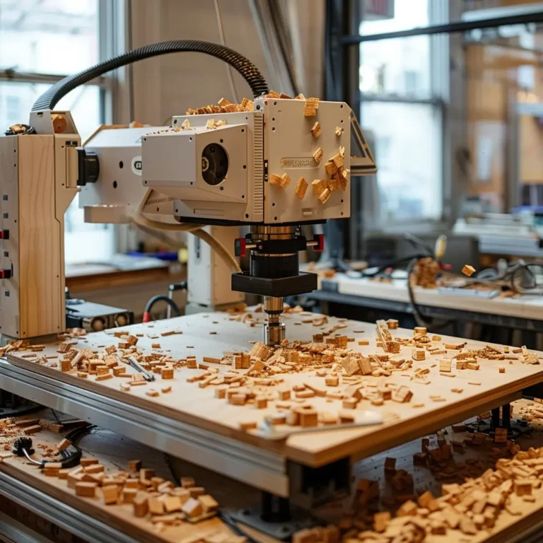 CNC workstation with wood and metal samples – First Class MasterCraft digital fabrication and prototyping