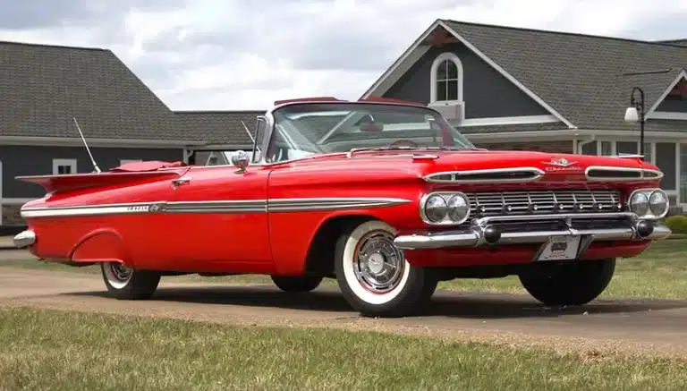 “1960s red muscle car with SS badge – restored interior and custom upholstery by First Class MasterCraft Fort Lee”