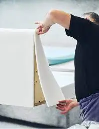 “Luxury sectional restoration with new foam and fabric — handcrafted by First Class MasterCraft”