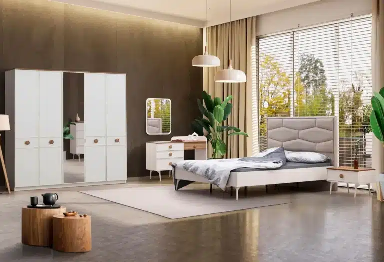 Custom upholstered bed with tailored headboard and premium finish – handcrafted by First Class MasterCraft Fort Lee