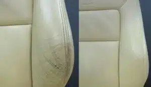 classic car seat with seam separation repaired and reinforced – handcrafted by First Class MasterCraft Fort Lee