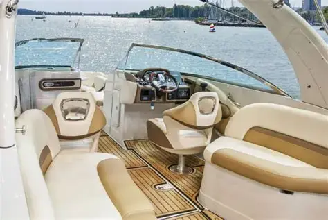 Marine upholstery materials including vinyls, acrylics, and coated fabrics – selected by First Class MasterCraft for durability