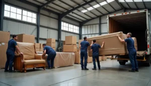Delivery team assembling custom cabinet with care – First Class MasterCraft White Glove Service