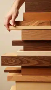 Solid wood samples for custom bed frame builds – selected by First Class MasterCraft Fort Lee